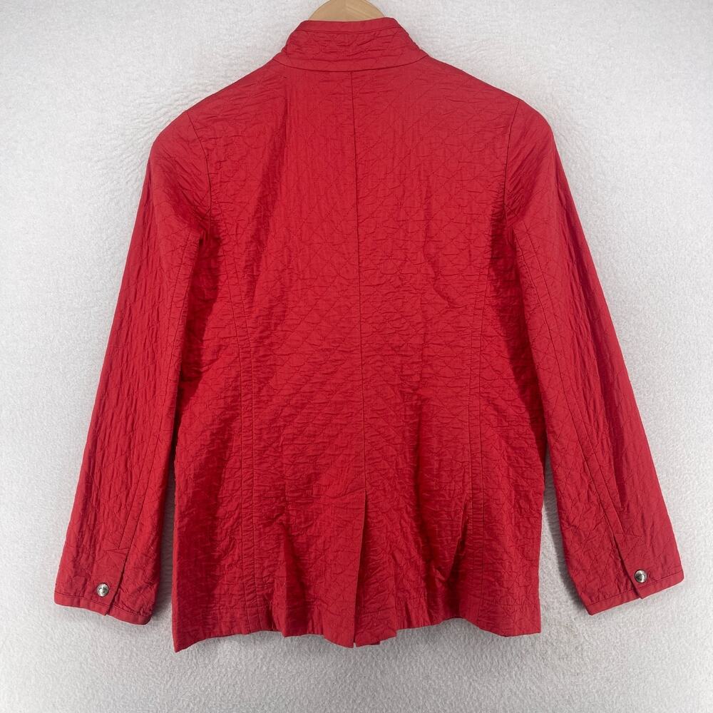 EILEEN FISHER Jacket PP Petite Organic Cotton Snap Front Quilted Mandarin Red - Picture 2 of 13